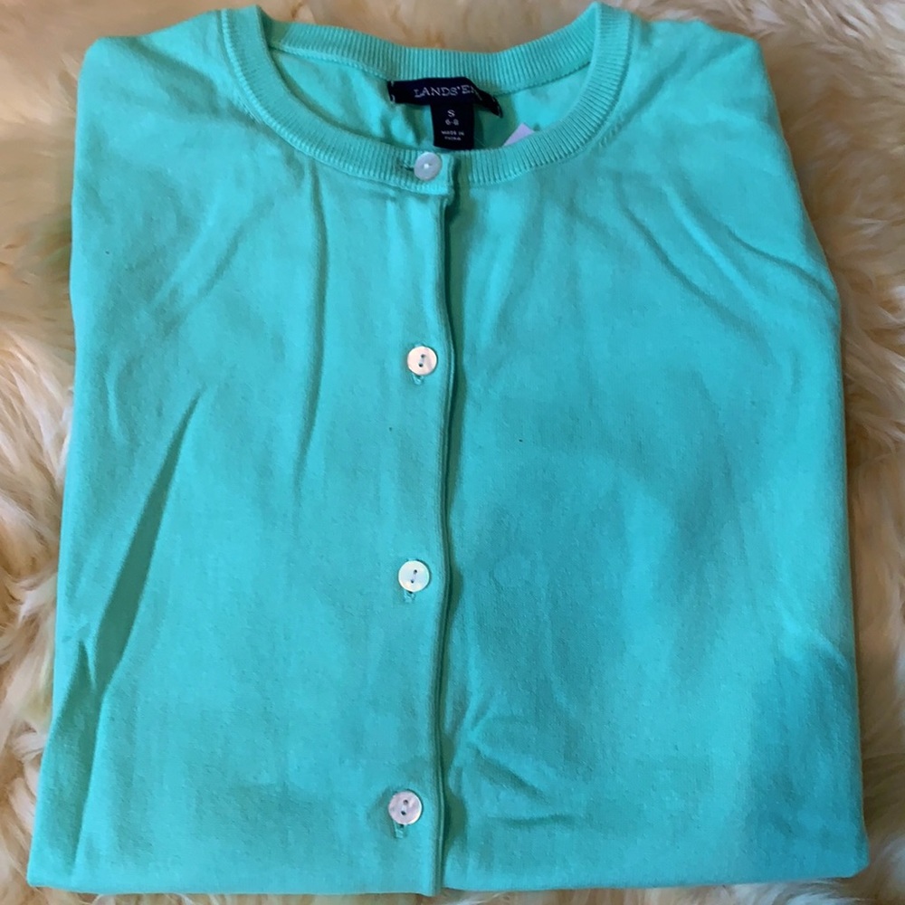 Lands’ End light green long sleeve cardigan